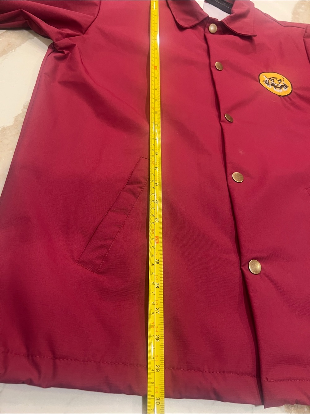 Burgundy Skateboarding Windbreaker Jacket with Tiger Yellow Patch NEW - Picture 8 of 9